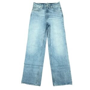 PAIGE Sasha Wide Leg Jeans Women 30x34 Blue Light Wash High Rise Stretch Denim
